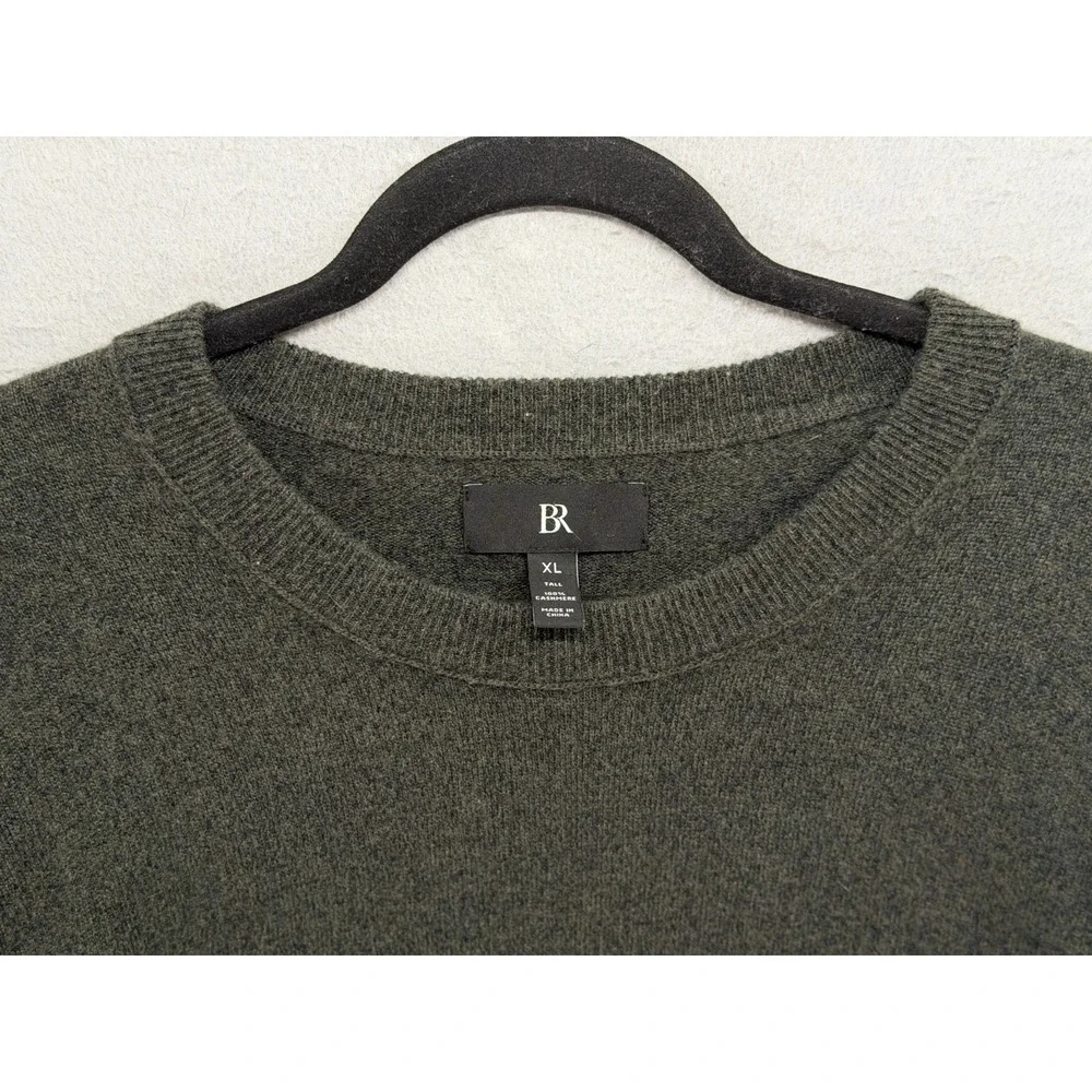 Banana Republic Sweater Mens XLT TALL Green 100% Cashmere Heritage Dark Academia